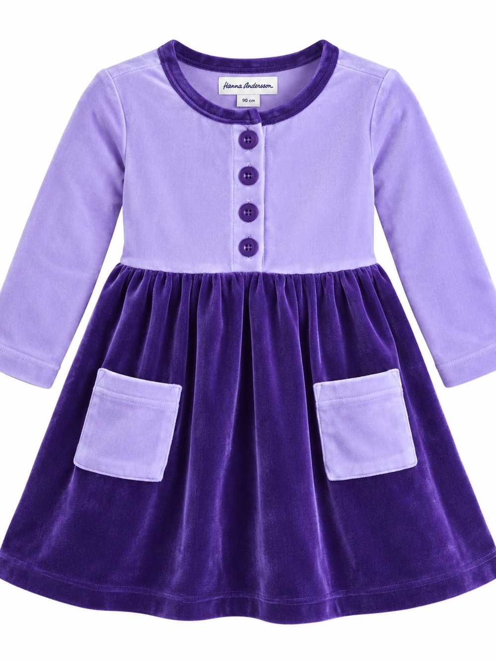 HANNA ANDERSSON | Purple Lavender Velour Velvet Pocket Dress | 90 cm 2T